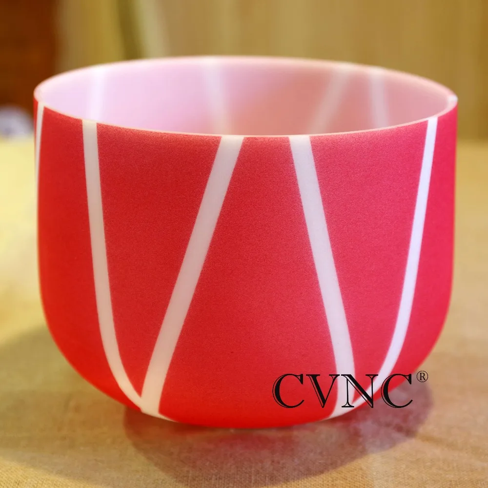

Note 13 inch Color stripe Chakra Frosted Quartz Crystal Singing Bowl Gift