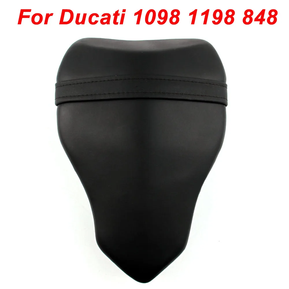 For Ducati 1098 1198 848 Motorcycle Rear Passenger Seat Cushion Pillion Leather Pad Cover BLACK