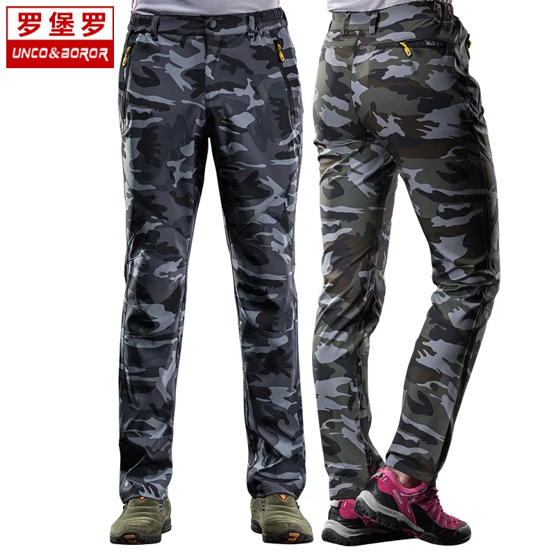 

Tad Shark Skin Waterproof Windproof Outdoor Hiking Climbing Cs Camouflage Hunting Pants Men Fleece Trousers Military Army Pant