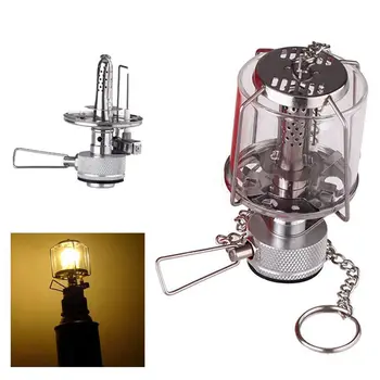

LIXF Mini Camping Lantern Gas Light Portable Tent Glass Lamp Butane 80LUX Light BL