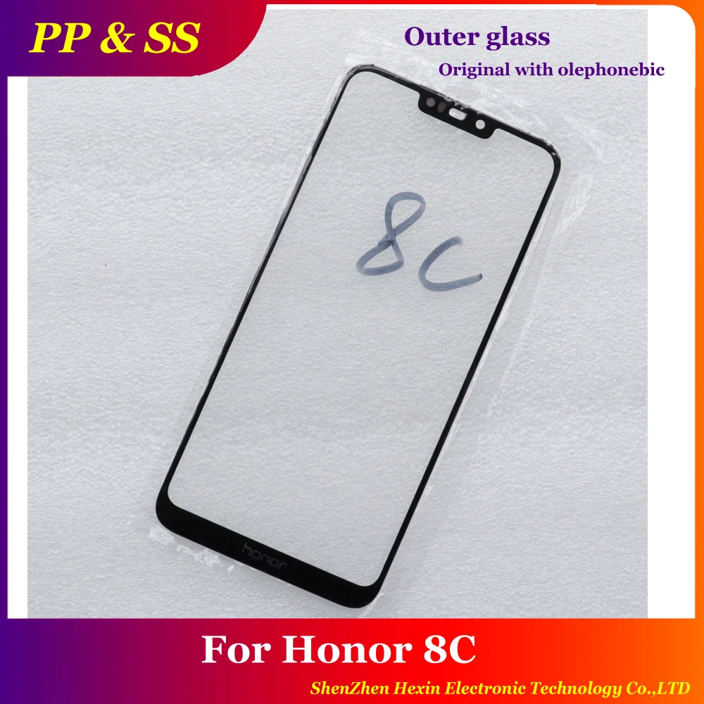 

5x Original With Olephonebic Coating LCD Screen Outer Glass Lens For Honor 8C 6.26inch Touch screen Outer Screen Glass Cover