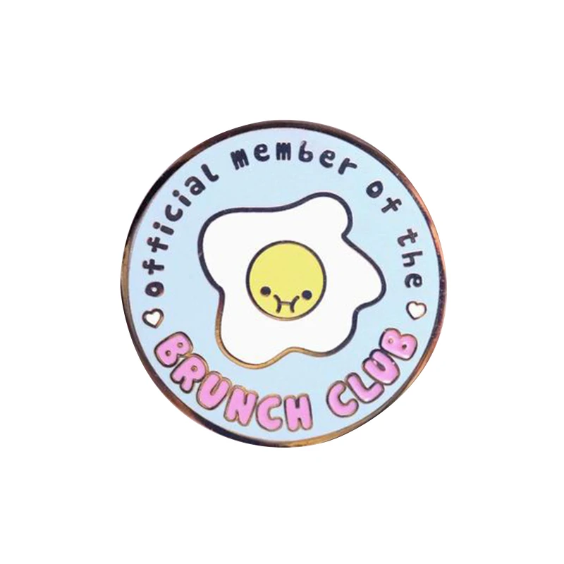 

Brunch club pin cute bubbly fried egg brooch nutritious breakfast badge foodie gift