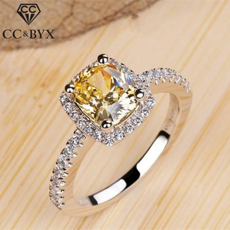 

CC Jewelry Silver Ring For Women Fashion Jewelry Square CZ Diamand Engagement Bride Party Wedding Accessories Rings Bijoux CC594