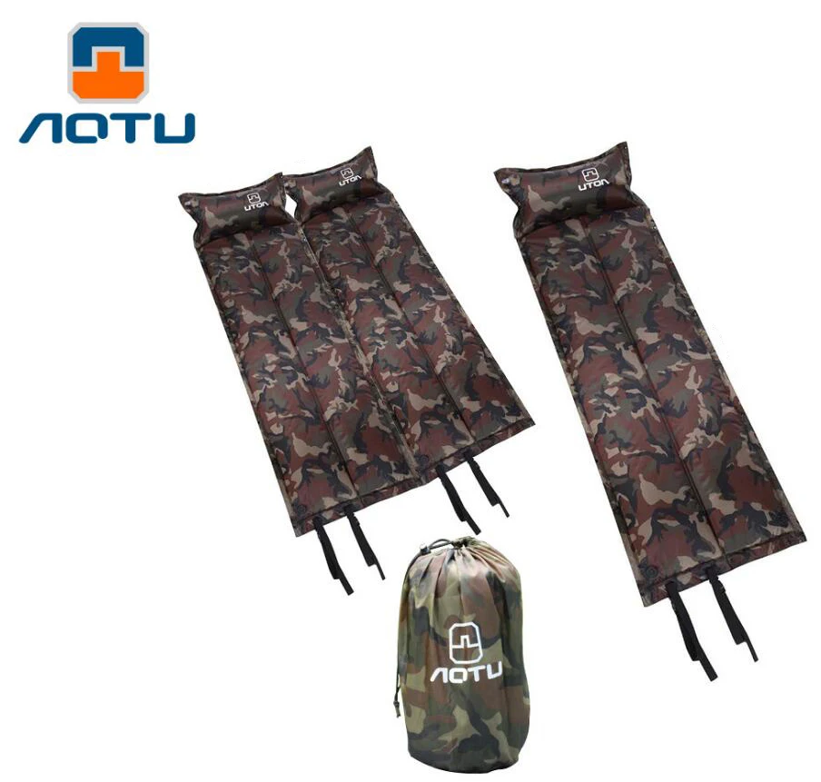 Automatic Inflation Camouflage Ultralight Inflatable Bed Sleeping Pad with Pillow Outdoor Beach Trekking Inflate Camping Mat | Спорт и