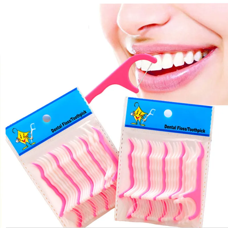 Горячая одноразовые 2 пакета(ов) = 50 шт. гигиены полости рта Dental Flosser межзубные палочка для чистки зубов зубные зубы Зуб Палочки s