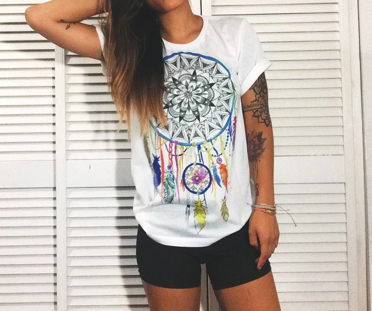 2020 New Fashion Women T Shirt Short Sleeve women Printed Letters T-Shirts Female Retro Graffiti Flower Lady T Shirt Top Tee 4XL