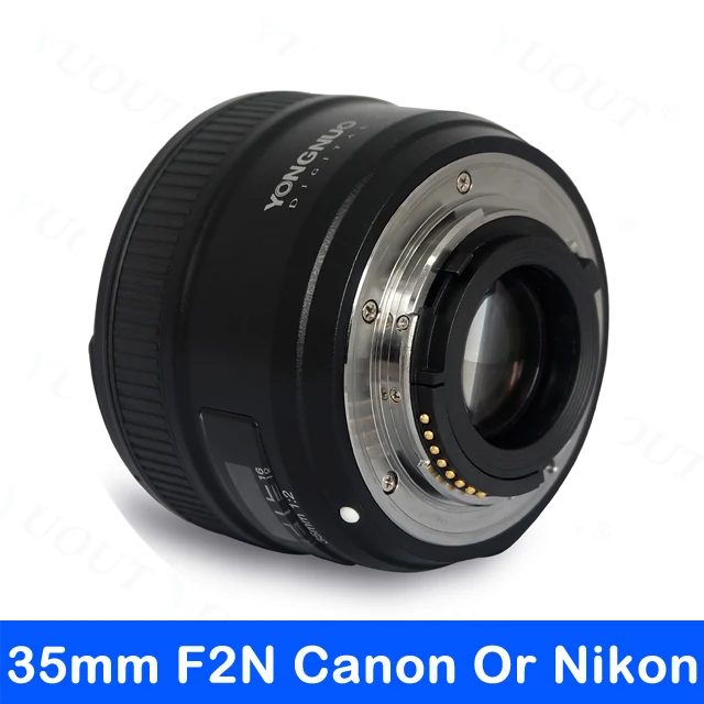 Объектив YONGNUO 35 мм YN35mm F2N AF/MF с фиксированным фокусом F1.8 для Canon Nikon F Крепление объектива D3200 D3400 D3100 D5300 для DLSR камеры