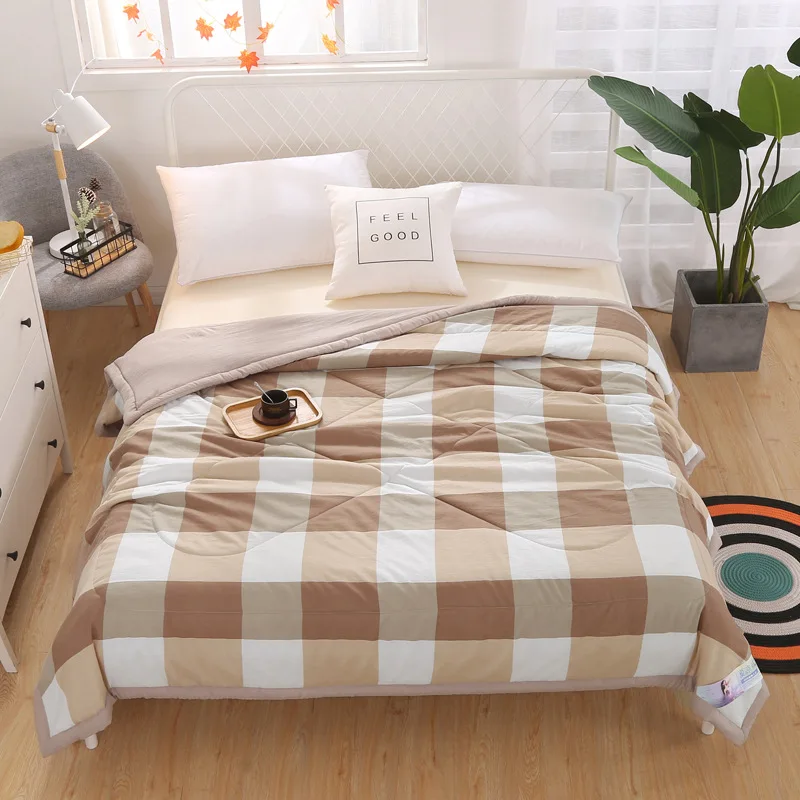 Super Comfortable Green Stripe Cotton Summer Air Conditioner Cool Thin