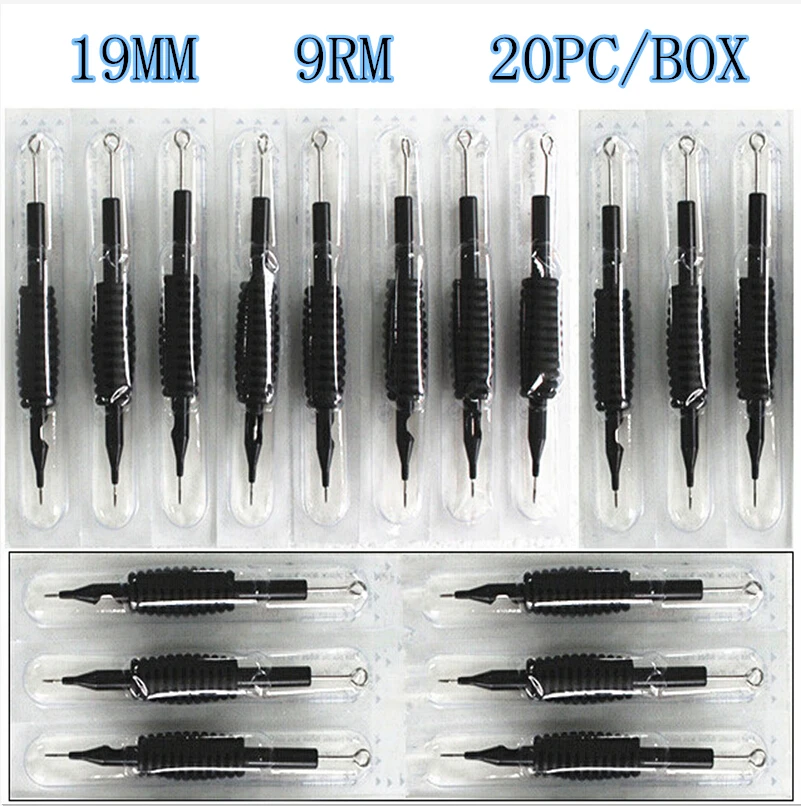 Yilong 20 x одноразовые Насадки для татуажа трубки с Вышивка Крестом Иглы Ассорти 9RM Размеры 3/4 "(19 мм) для татуировки Вышивка Крестом Иглы чернил