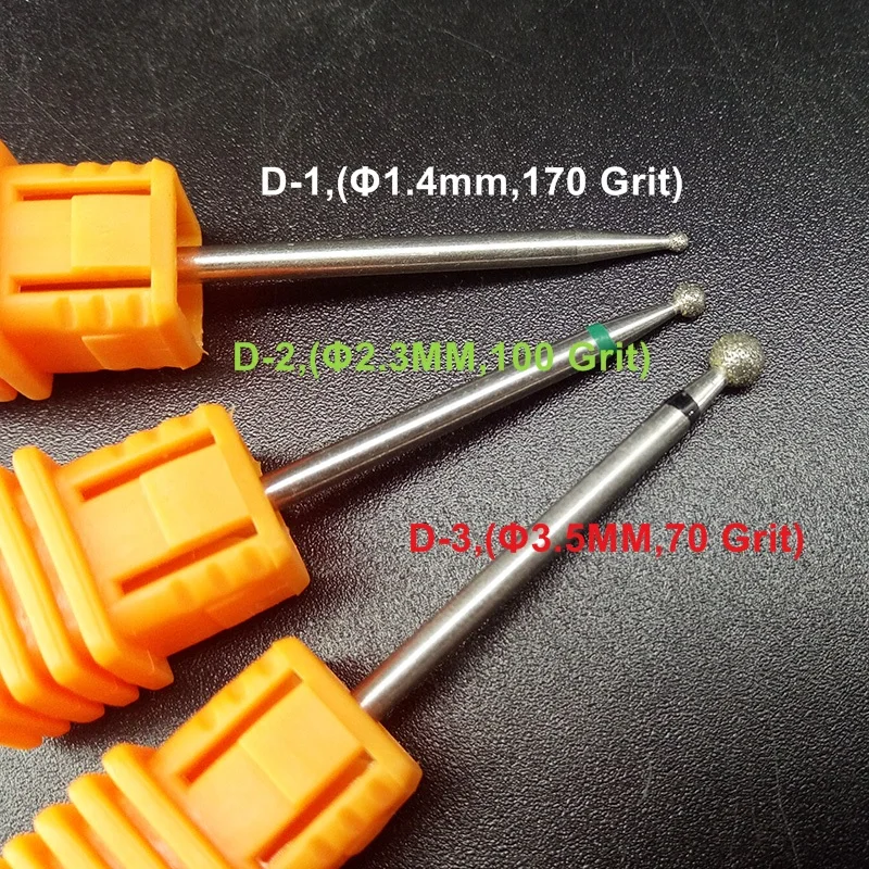 

3 Size Spherical Head Diamond Nail Drill Bits Rotary Bur Cuticle For Manicure Electric Nail Drill Accessories Nail Salon Tools