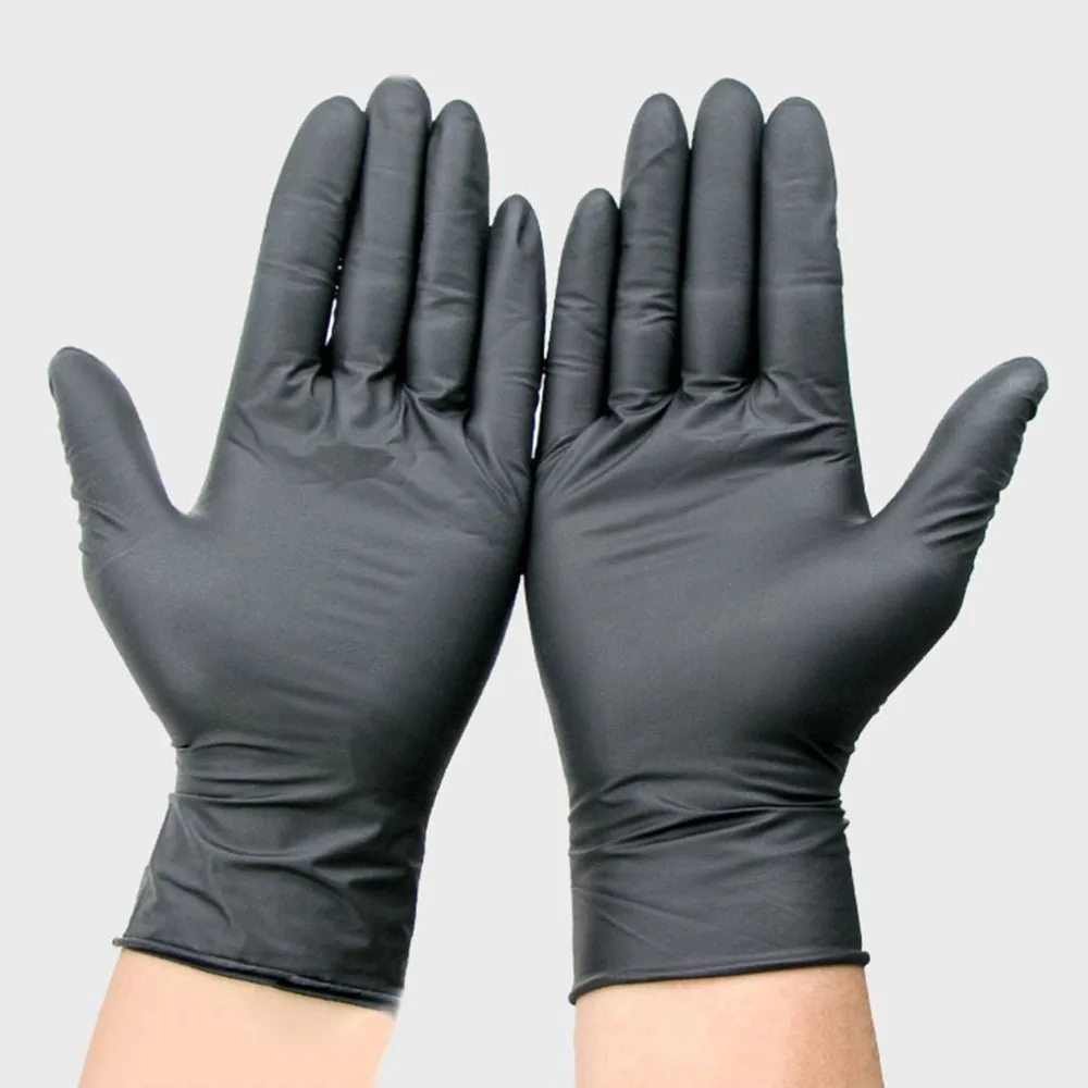 2018 Новый 50 пара бытовой Чистка стирка одноразовые перчатки Черный Механик нитрил лаборатории дизайн ногтей анти-статические перчатки