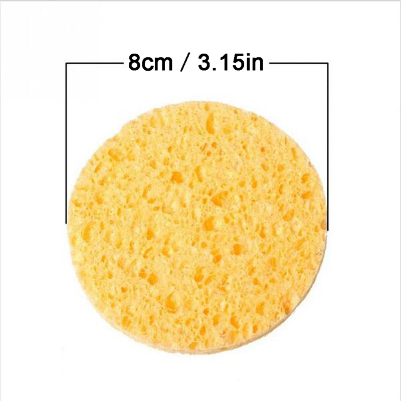 10 PCs Natural Wood Fiber Face Wash Cleansing Sponge Beauty Makeup Tools Accessories Round Yellow 8cm Dia 4