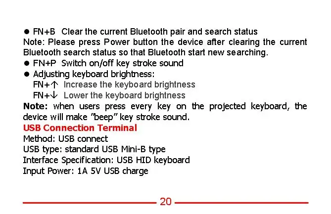 Портативный ручной интеллигентая(ый) Bluetooth лазерная проекционная клавиатура Совместимость с большим количеством устройств