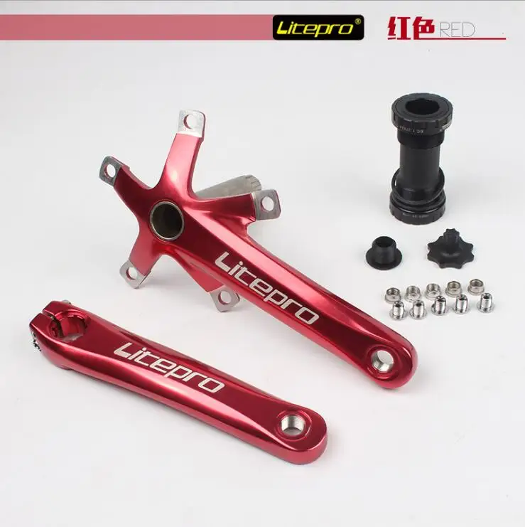 Litepro LP складной велосипедный Кривошип из алюминиевого сплава 170 мм BCD 130 мм Складная велосипедная система зубная пластина - Цвет: RED