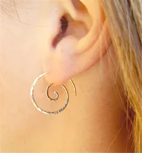 PINJEAS Jewelry wiring scroll hoop earring handmade Rose Filled ear cuff Fashion presents for Mother’s Day