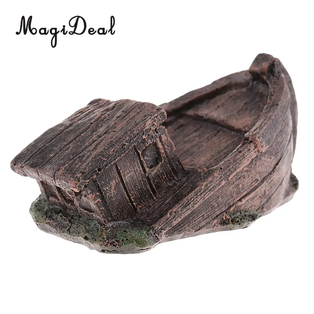 1Pc DIY Retro Resin Craft Wood Boat Model Figure Toy Micro Decor Miniatures