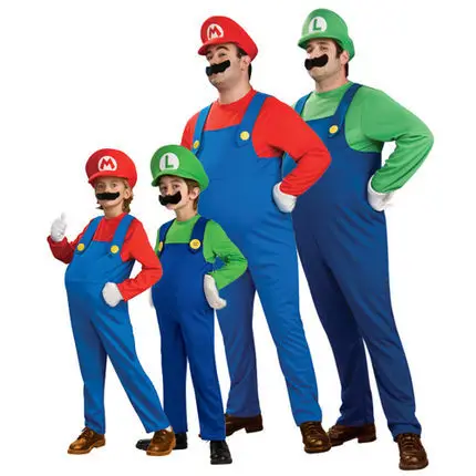 Super Mario Luigi братья маскарадный костюм водопроводчика игровой костюм Мужская одежда для мальчиков Одежда для маскарада