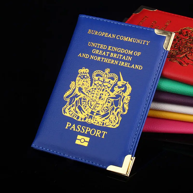 6 Colors European Community United Kingdom Britain PU Artificial Passport Holder Leather Protector Passport Bags Cover Case