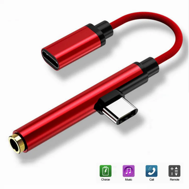 

3.5mm Headphone Jack AUX Adapter Play Audio Earphone For Xiaomi Mi8 6X Type C USB Cable jack Charger Charging Converter Adapter