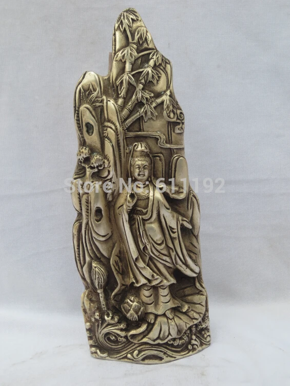 

8.2 Inch Qianlong dynasty Hand carved Lucky Kannon sculpture,Antique home decor Metal crafts