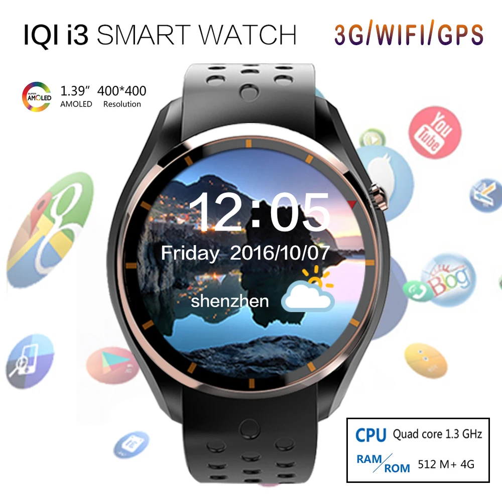 Newest IQI I3 font b Smart b font font b Watch b font MTK6580 Android 5