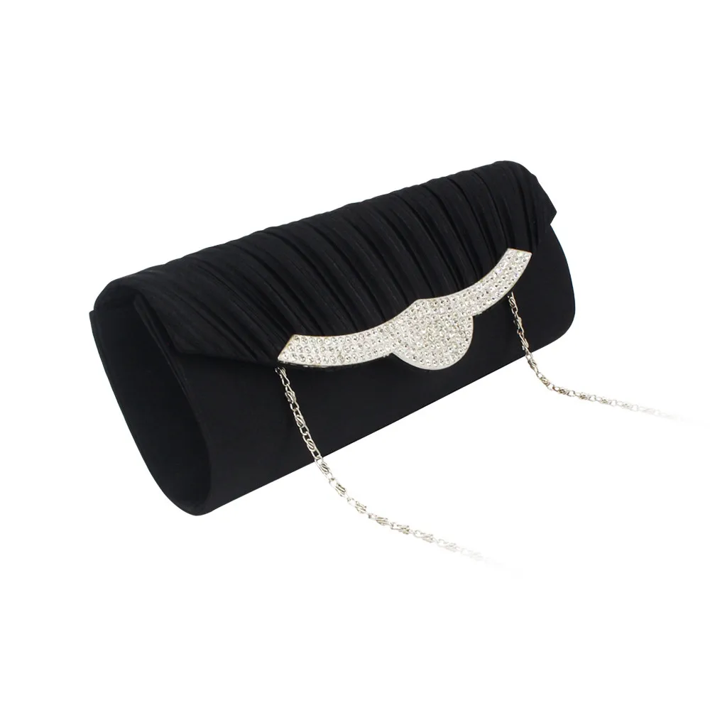 Новые модные женские однотонные вечерние сумочки с вышивкой и рюшами, вечерняя сумочка на цепочке для телефона от известного бренда Borsa a trakolla da donna#30 - Цвет: Черный
