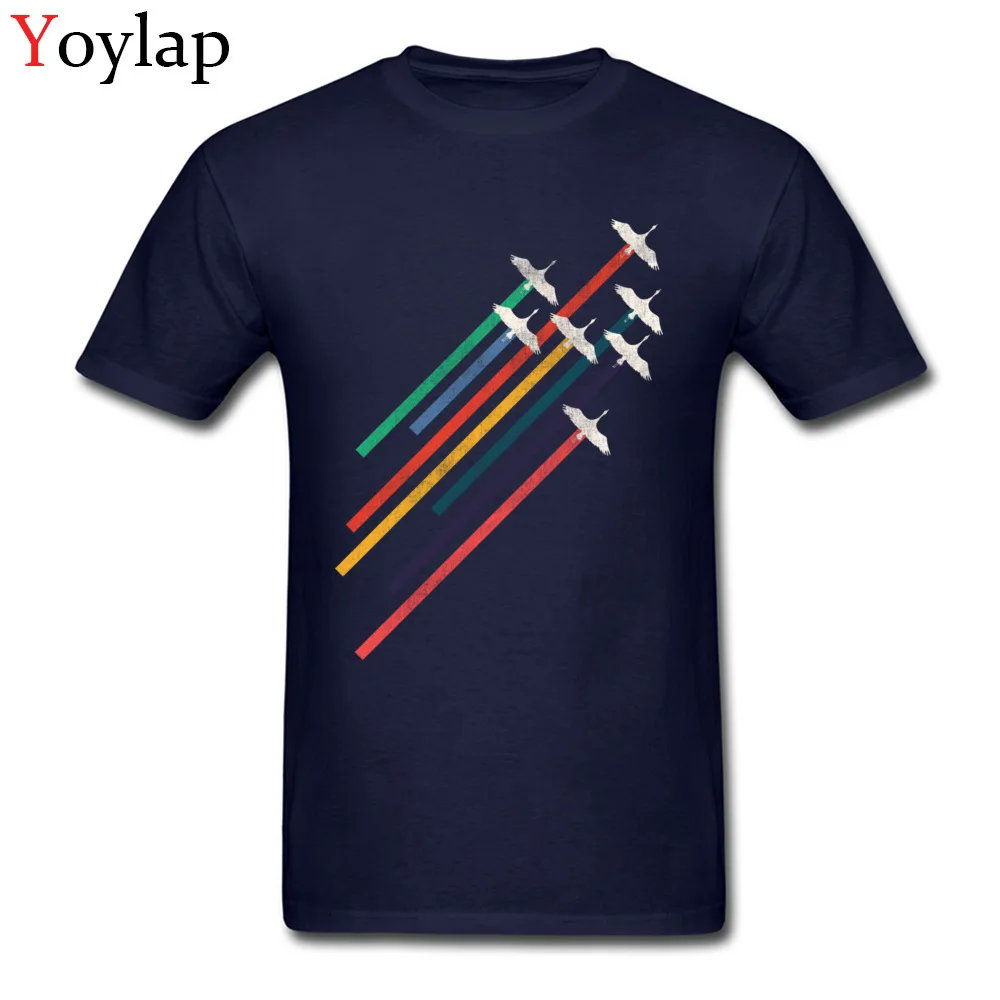 New Design Personalized Short Sleeve Tops Shirts Cranes Autumn Crewneck Cotton Fabric Boy T-shirts Personalized Tee Shirts navy