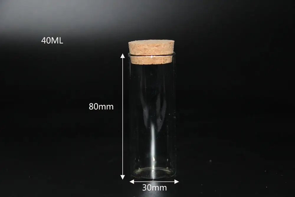 10 шт. 15 мл 25 мл 30 мл 35 мл 40 мл 50 мл 60 мл прозрачная стеклянная бутылка пустые банки пробковая бутылочка с пробкой Свадебный дом DIY бутылки желаний - Цвет: 30 80mm 40ml