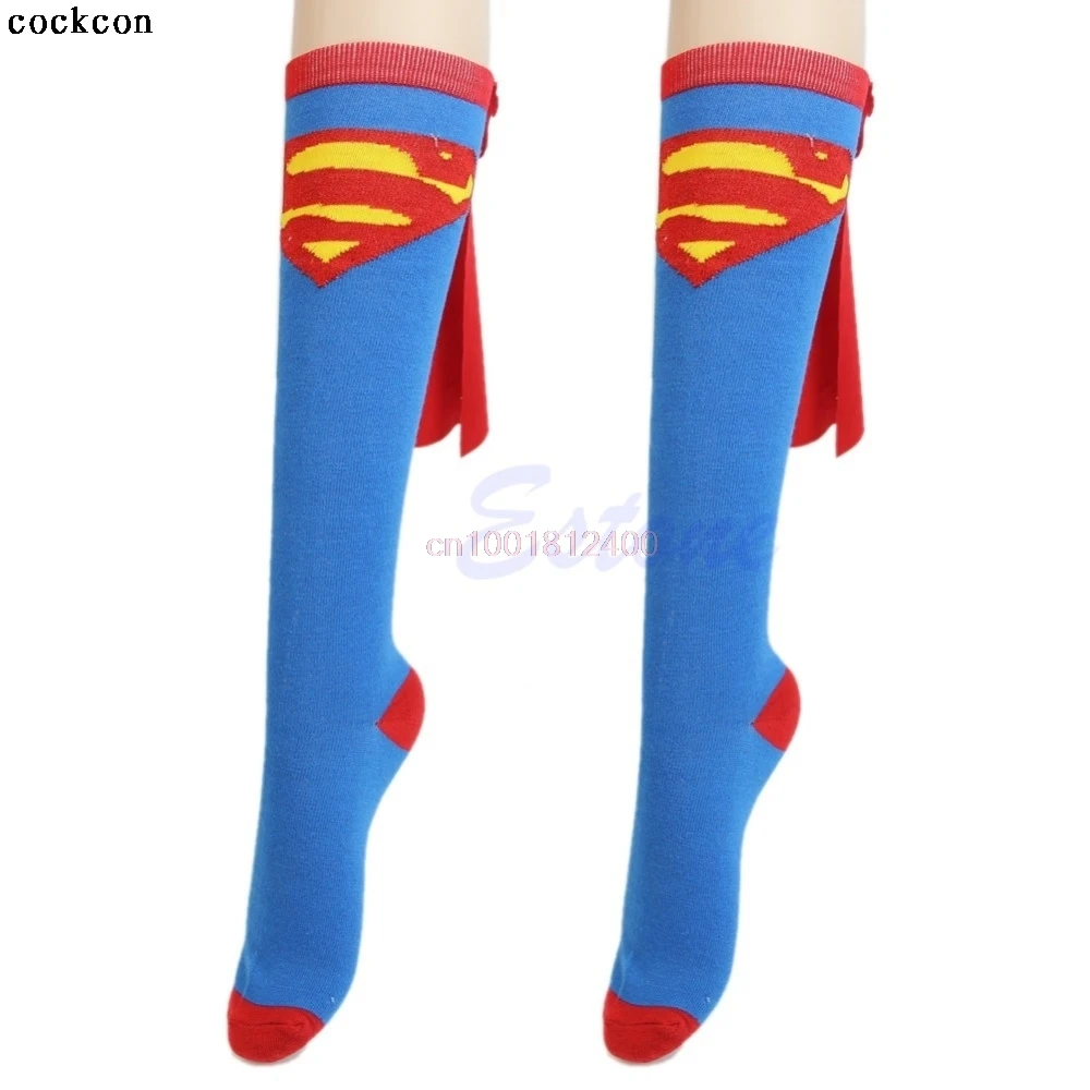 

Super Hero Superman Batman Knee High With Cape Soccer Socks Cosplay Costume