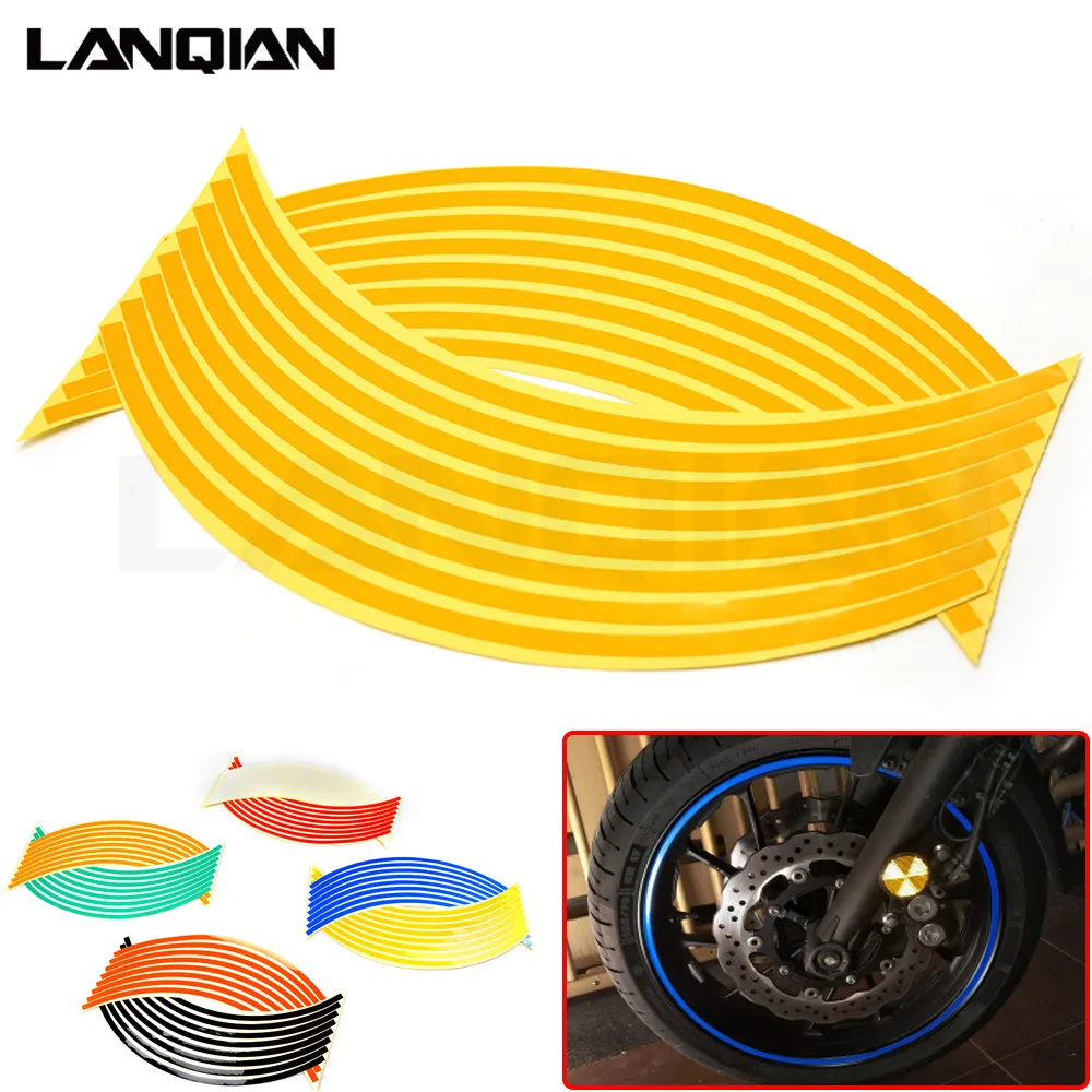 

Hot Motorcycle Wheel Sticker Reflective Decals Rim Tape Car/bicycle For Honda CB1100 CBF600 CBR600F Hornet 250 CB400 KTM YAMAHA