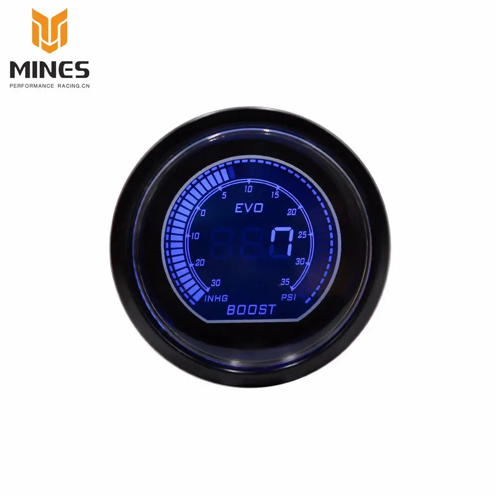 CNSPEED 52mm Car EVO Digital Turbo Boost Gauge Psi Meter Sensor Blue