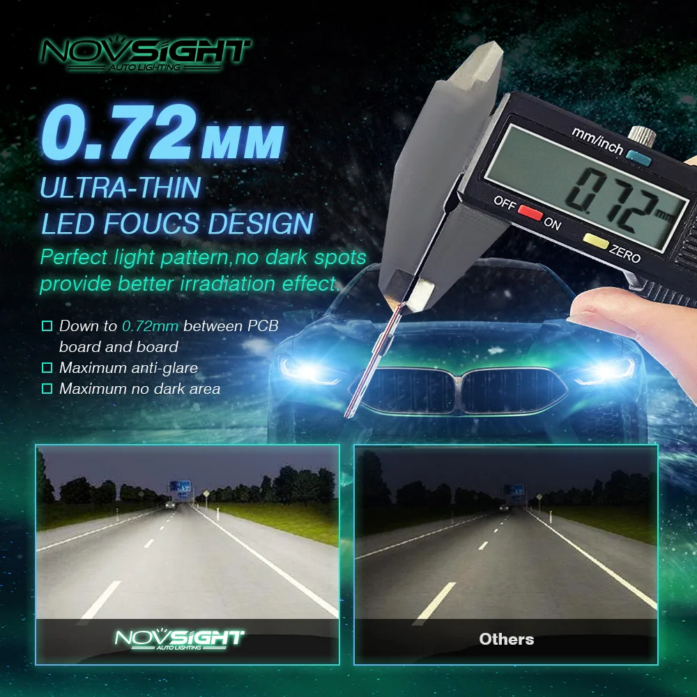 1:1 дизайн NOVSIGHT H4 светодиодный H7 H11 H16JP 9005 9006 9012 P13 PSX24W PSX26W 50 Вт 10000LM 6500 к туман светильник