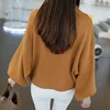 2022 nuevo invierno mujeres suéteres de cuello alto de manga larga jerseys suelto de punto suéteres puente Tops ► Foto 3/6