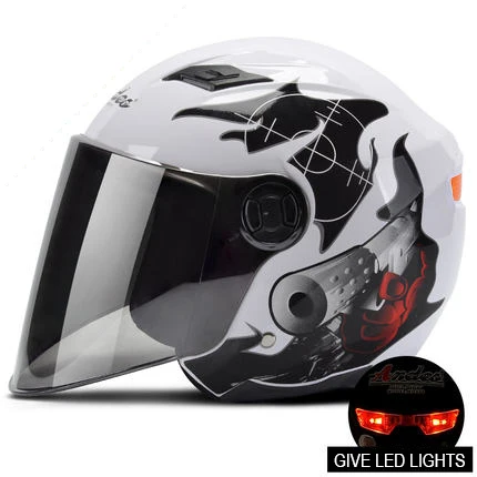 Мотоциклетный шлем Casco Moto 3/4 с открытым лицом шлем Capacete скутер мотоциклетный модульный флип-шлем с объективом светодиодный светильник шлем - Цвет: White gun with lamp