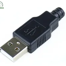 Новинка; 10 шт. Тип A входящий штекер USB 4 Pin разъем с черной Пластик крышка
