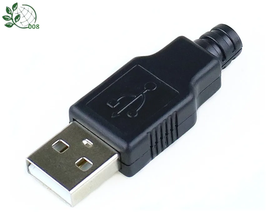 Новинка 10 шт. Тип A входящий штекер USB 4 Pin разъем с черной Пластик крышка |