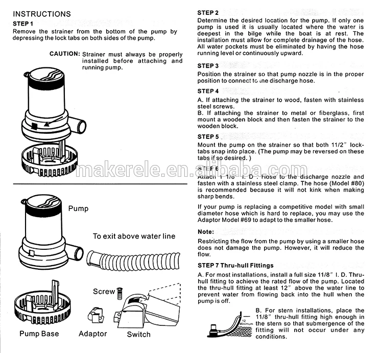 600gph MKBP-G600-05 3/" 12/24 v Seaflo 600GPH незасоряющийся погружной насос 600 GPH/2271 л/ч, SFBP1 G600-05