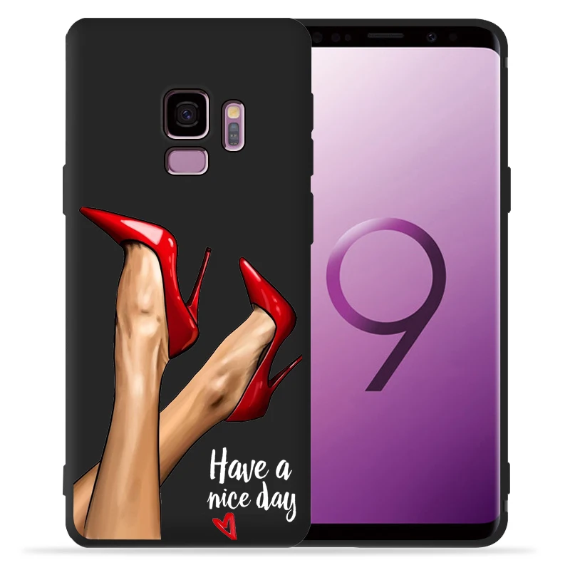 Модный чехол для девочек samsung Galaxy S9 S8 S10 Plus S7 S6 Edge S10 Lite Note9 8 высокий каблук кофейная Цветочная девушка чехол для телефона Etui - Цвет: 03