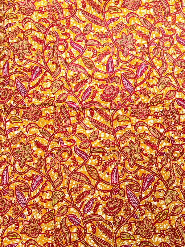 African Materials Real Wax Red Orange Plant Leaves Flower Design rw2308_1 | Дом и сад