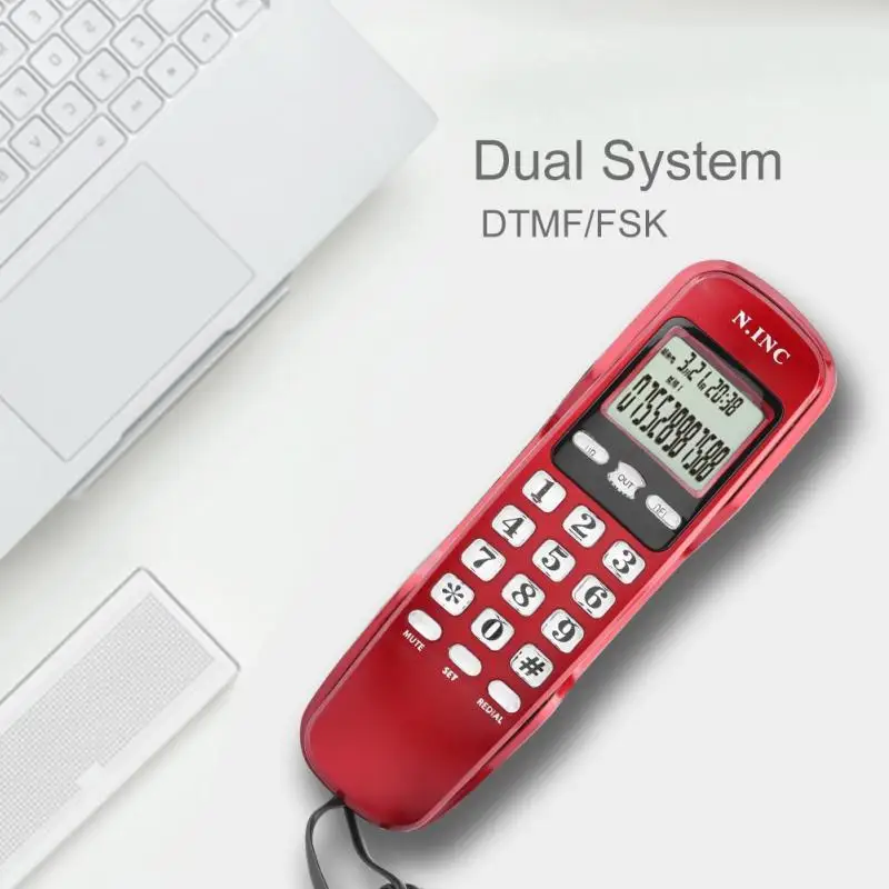 Мини настенный телефон входящий двойной Определитель номера ЖК-дисплей стационарный телефон для дома офиса отеля черный белый красный