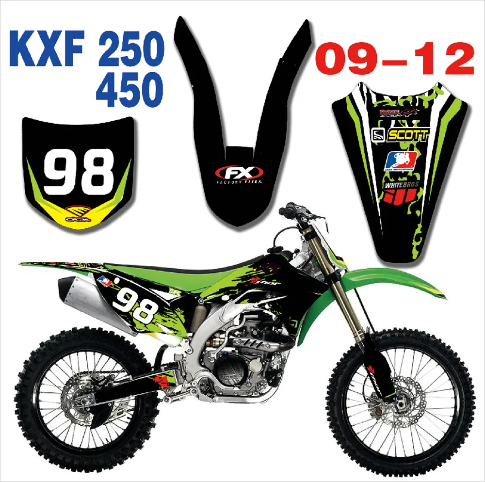 Подгонянный номер блеск графика и фоны Наклейка для Kawasaki KX250F KXF250