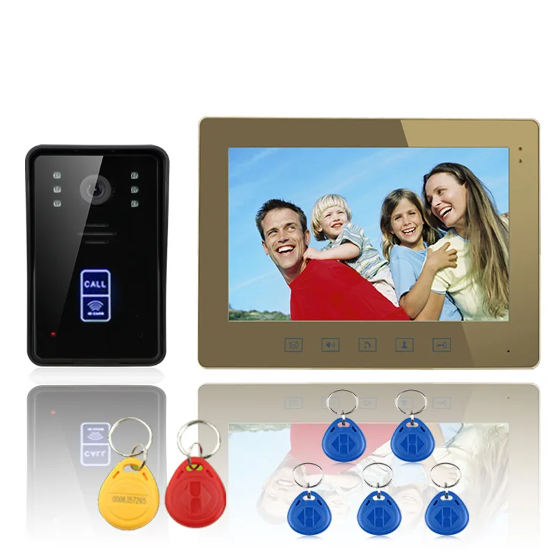 

Free Shipping !ENNIO 10" RFID Video Door Phone Intercom Doorbell Touch Button Remote Unlock Night Vision