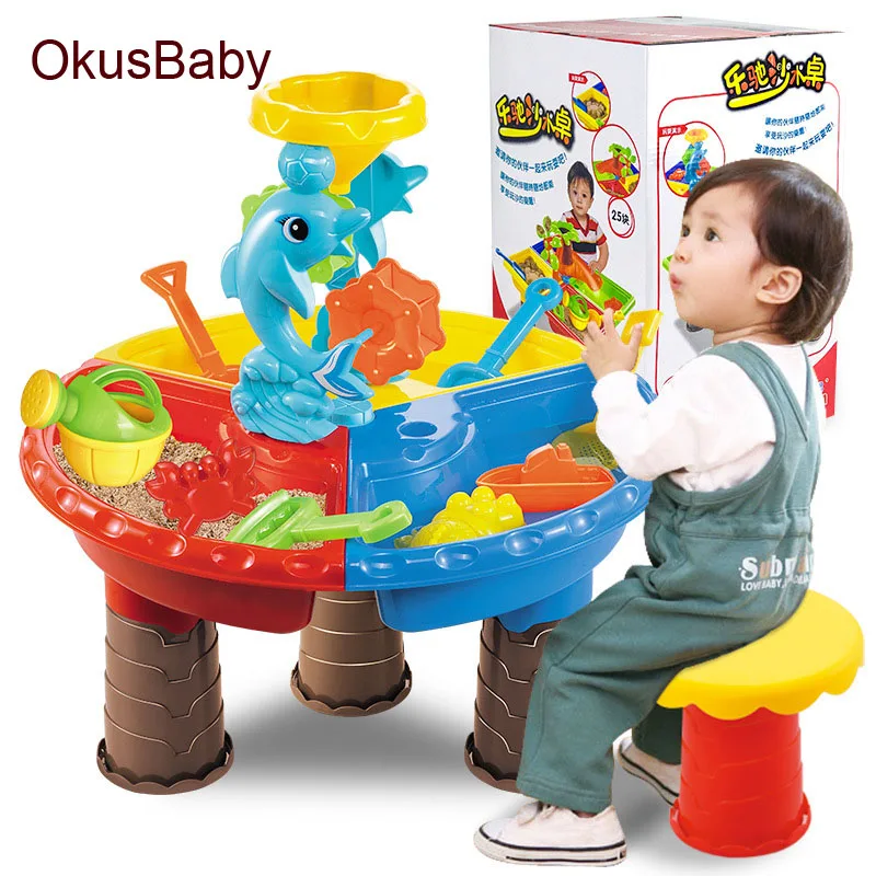  2019 Creative Baby Summer Sand And Water Table Box Baby Kids Children Outdoor Beach Waterwheel Toys