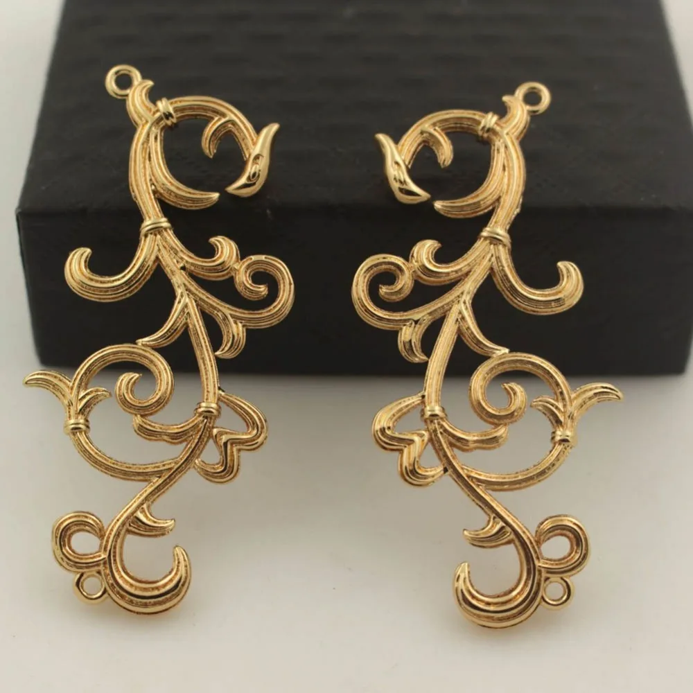 

Filigree Flower Propitious Clouds Charms Connectors Brass Metal Findings DIY Stuffs Ancient Jewelry Accessories Choose Colors