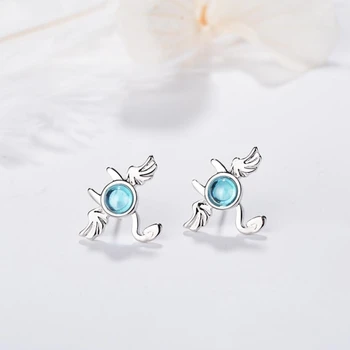 

Sole Memory Blue Crystal Little Devil Art Bat 925 Sterling Silver Temperament Personality Fashion Female Stud Earrings SEA405