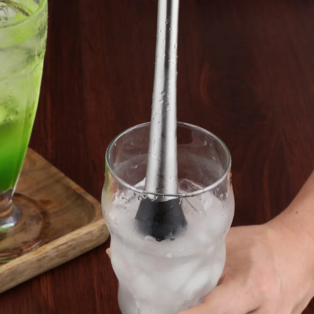 Cocktail Muddler Stainless Steel Pestle Grooved Plastic Head DIY Drinks Fruit Ice Cocktail Muddler Bar Mixer Mojito Bar Tools