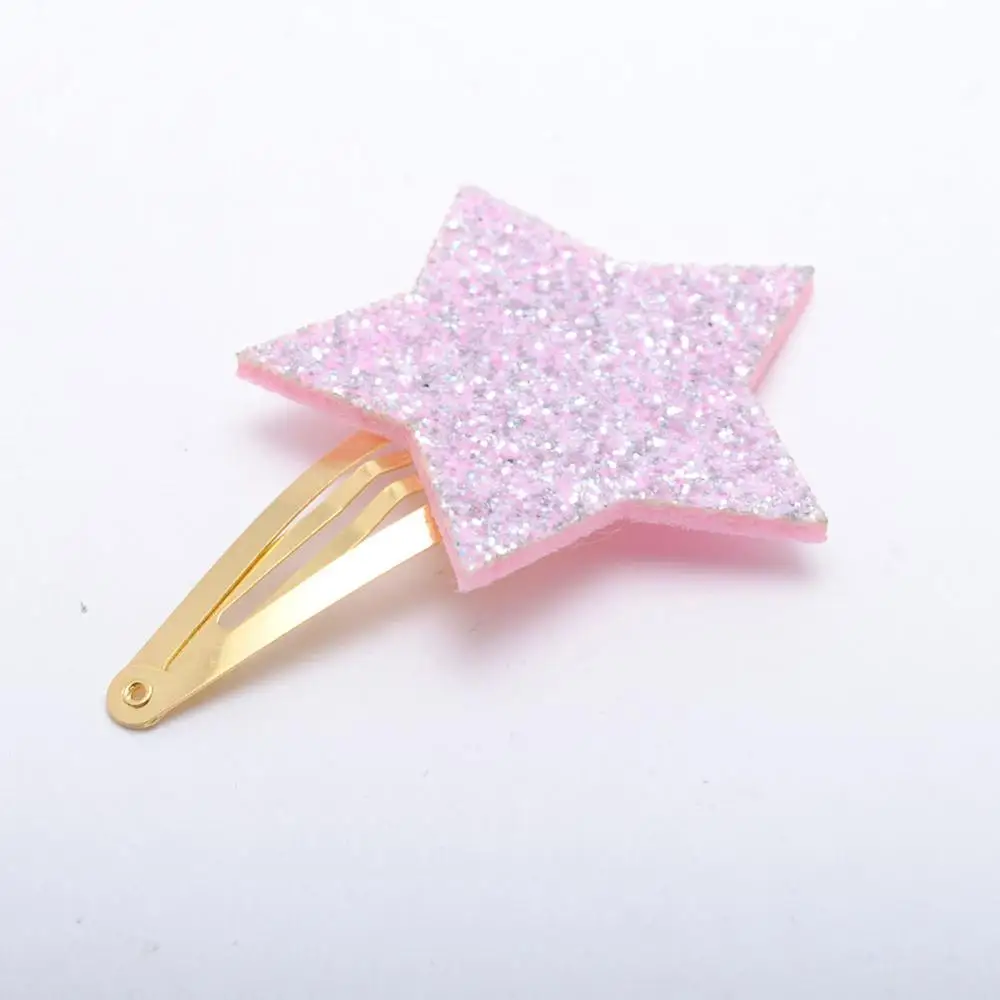 Pink Hairclips Золотой пластине заколки для волос блестящие заколки для волос(5 шт./лот) Big Star для волос, для маленькой девочки аксессуары детский зажим для волос для детей - Цвет: Pink Hairclips
