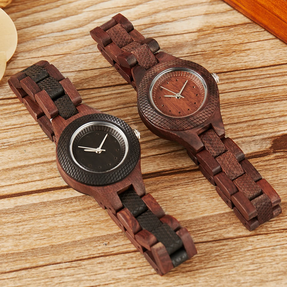 

Vintage Wooden Watch Women Lady Quartz Bracelet Wristwatches Cherry Rose Wood Ladies Watch Wrist Clock Girlfriend Birthday Gift