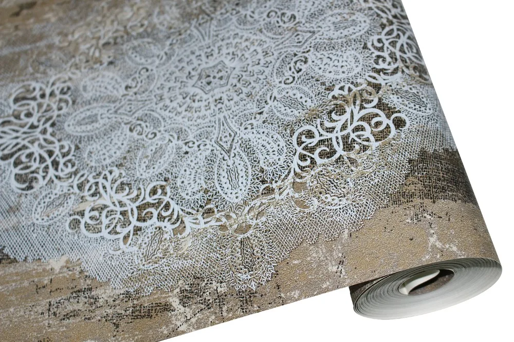 HaokHome Luxury European Style Distressed flower Vinyl wallpaper 3d Retro Textured living room bedroom Home Wall Decor HaokHome Luxury European Style Distressed flower Vinyl wallpaper 3d Retro Textured living room bedroom Home Wall Decor