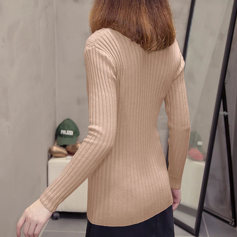Sexy Sweater Women Low Chest Cross Deep V neck Tops Autumn Winter Fashion Slim Tight Elasticity Knit Pullover New Female Befree